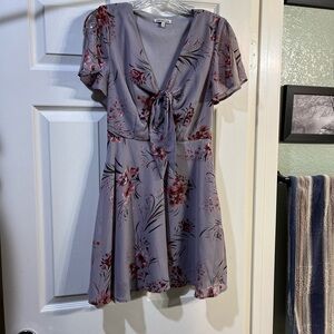 Charlotte Russe Floral Tie-Front Mini Dress in Purple and Pink Shades
